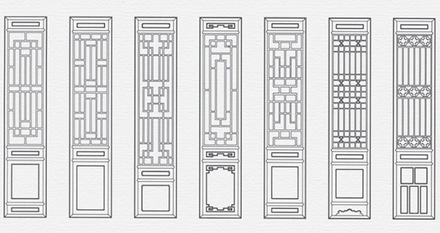 壤塘常用中式仿古花窗图案隔断设计图